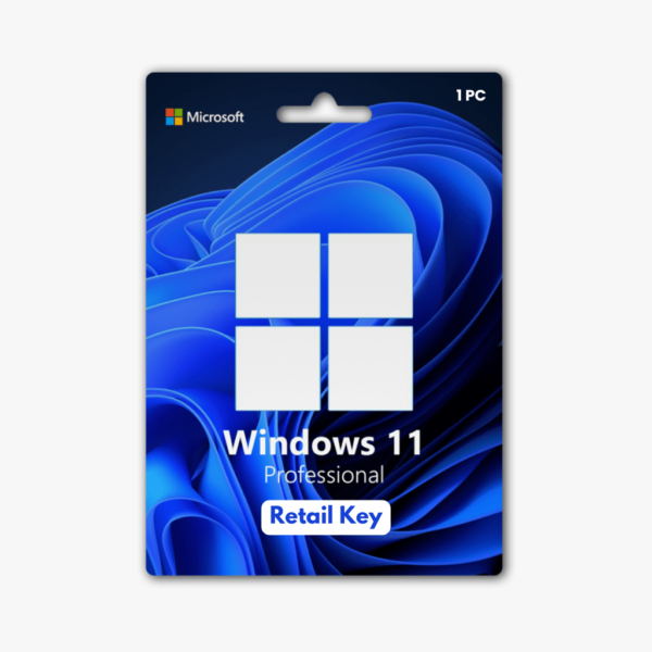 Windows 11 Pro | Retail Key - Packaging Image, Blue Background, Single PC License